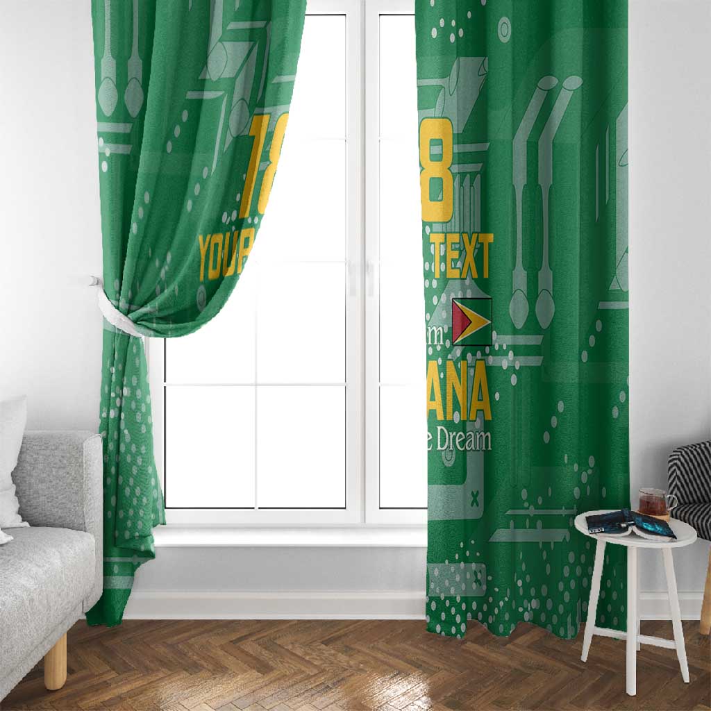 One Team One Game Guyana Football Custom Window Curtain Pride Of Guyana Green Version - African Pride