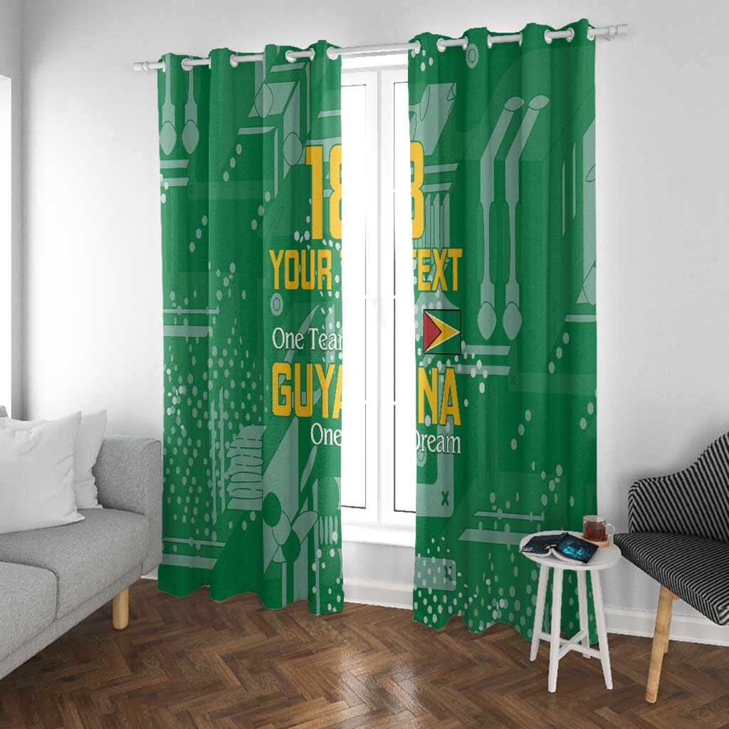 One Team One Game Guyana Football Custom Window Curtain Pride Of Guyana Green Version - African Pride
