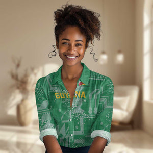 One Team One Game Guyana Football Custom Women Casual Shirt Pride Of Guyana Green Version - African Pride