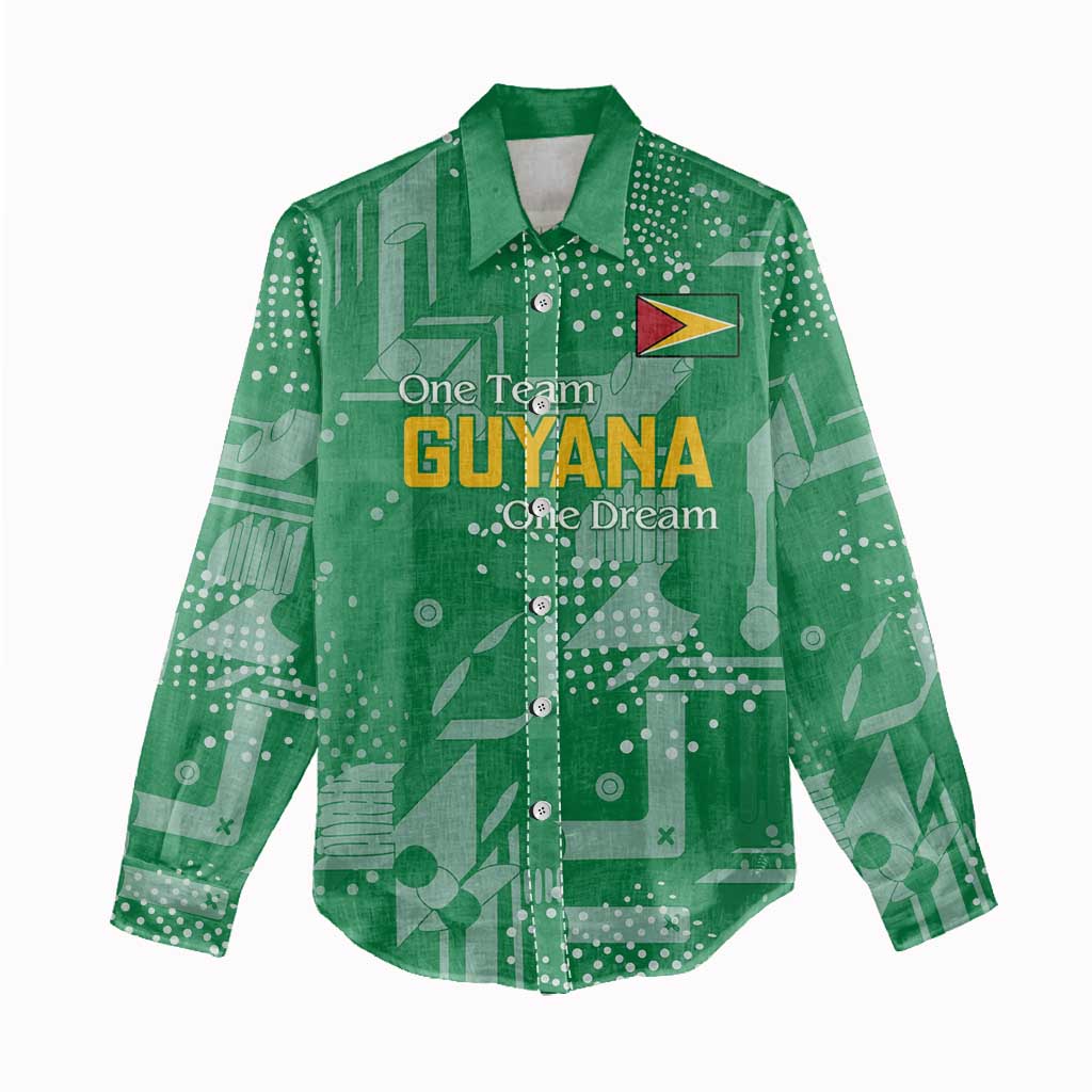 One Team One Game Guyana Football Custom Women Casual Shirt Pride Of Guyana Green Version - African Pride