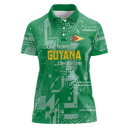 One Team One Game Guyana Football Custom Women Polo Shirt Pride Of Guyana Green Version - African Pride