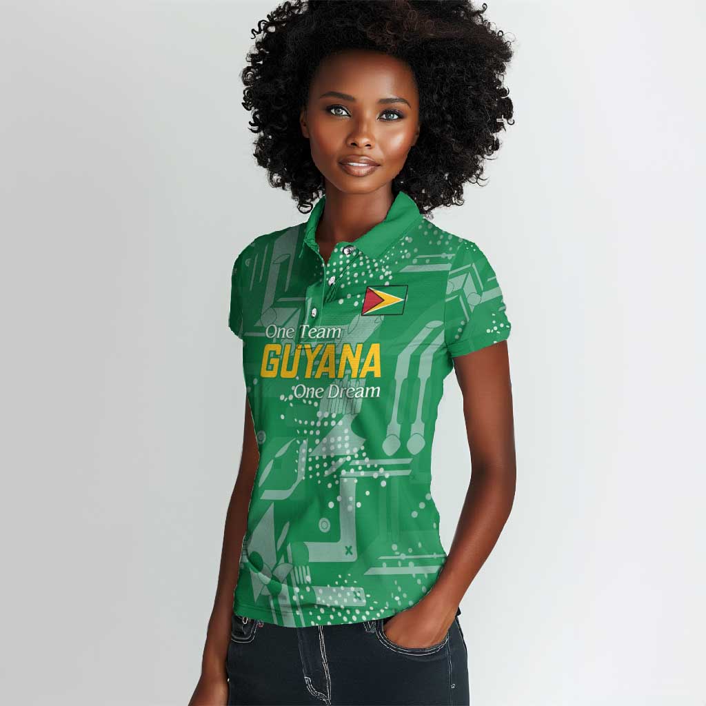 One Team One Game Guyana Football Custom Women Polo Shirt Pride Of Guyana Green Version - African Pride