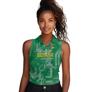 One Team One Game Guyana Football Custom Women Sleeveless Polo Shirt Pride Of Guyana Green Version - African Pride