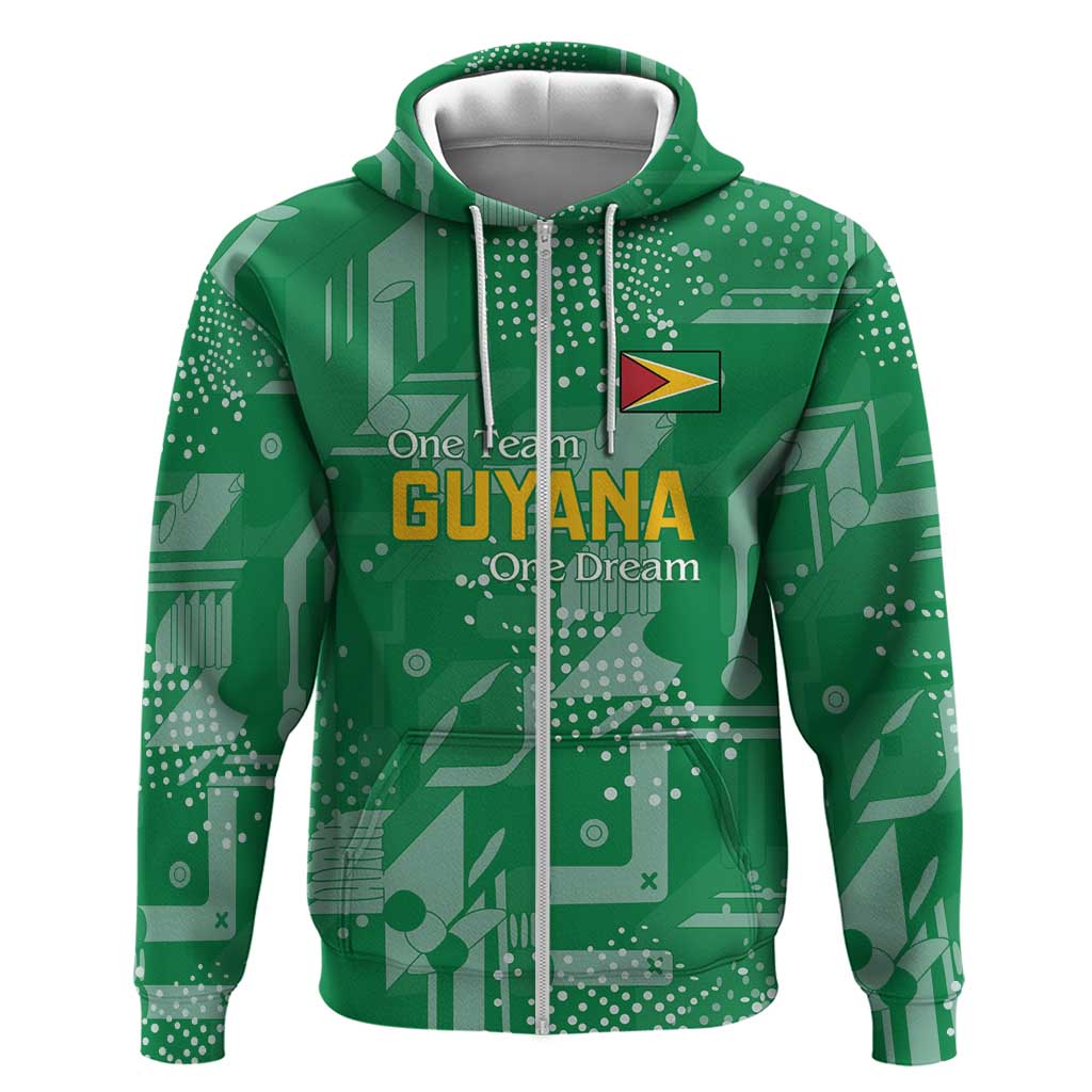 One Team One Game Guyana Football Custom Zip Hoodie Pride Of Guyana Green Version - African Pride