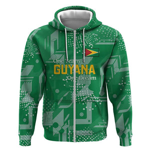 One Team One Game Guyana Football Custom Zip Hoodie Pride Of Guyana Green Version - African Pride