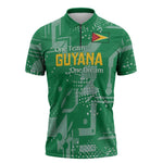 One Team One Game Guyana Football Custom Zipper Polo Shirt Pride Of Guyana Green Version