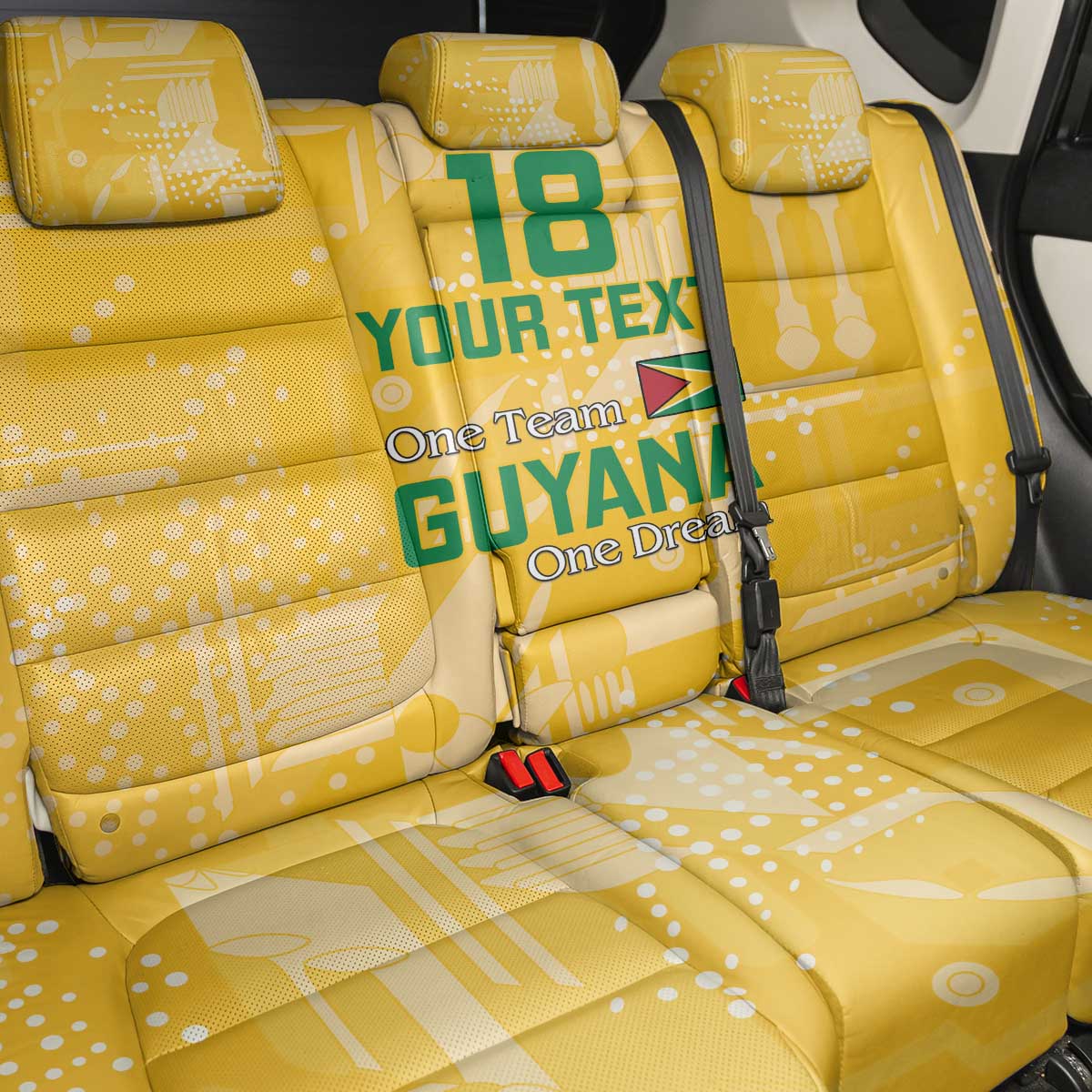 One Team One Game Guyana Football Custom Back Car Seat Cover Pride Of Guyana Green Version - African Pride