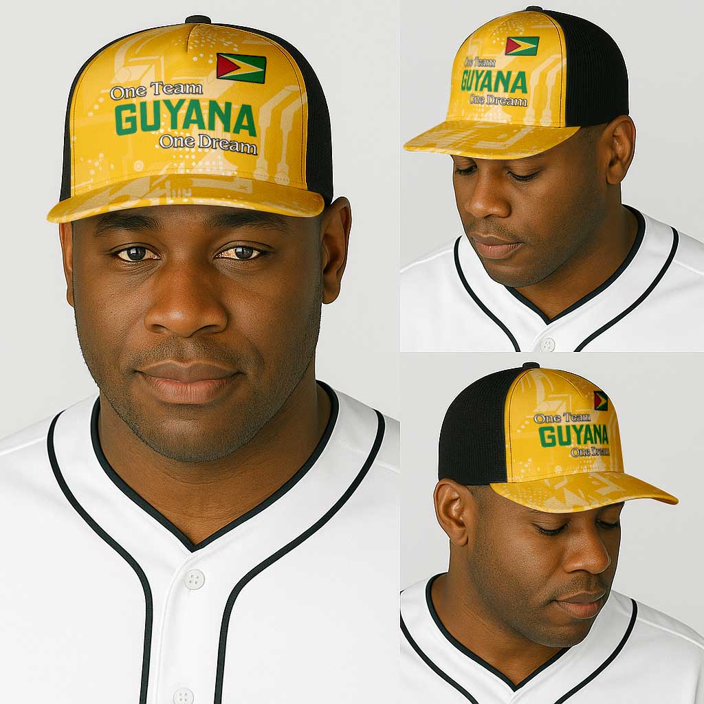 One Team One Game Guyana Baseball Net Cap Pride Of Guyana Green Version - African Pride