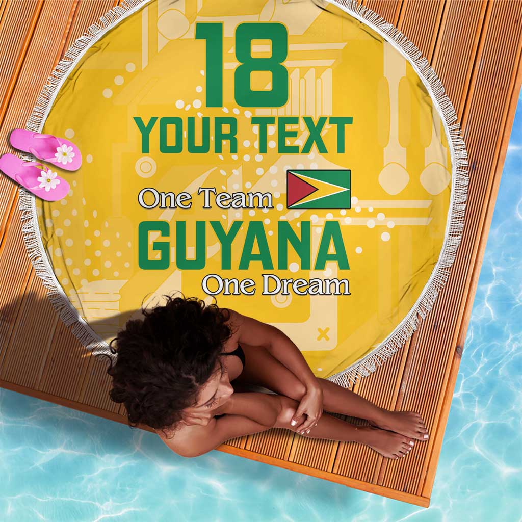 One Team One Game Guyana Football Custom Beach Blanket Pride Of Guyana Green Version - African Pride