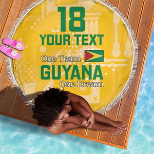 One Team One Game Guyana Football Custom Beach Blanket Pride Of Guyana Green Version - African Pride