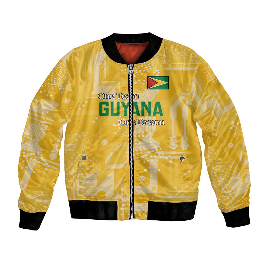 One Team One Game Guyana Football Custom Bomber Jacket Pride Of Guyana Green Version - African Pride