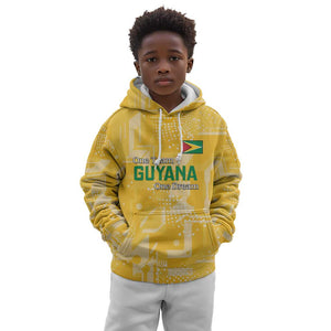 One Team One Game Guyana Football Custom Kid Hoodie Pride Of Guyana Green Version - African Pride