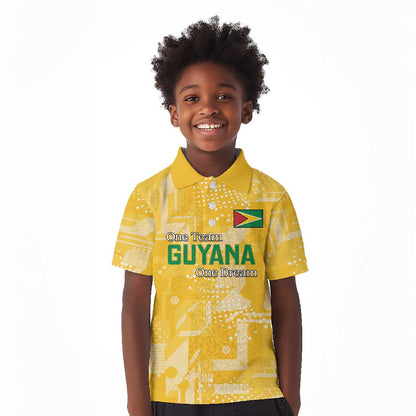 One Team One Game Guyana Football Custom Kid Polo Shirt Pride Of Guyana Green Version - African Pride