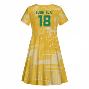 One Team One Game Guyana Football Custom Kid Short Sleeve Dress Pride Of Guyana Green Version - African Pride
