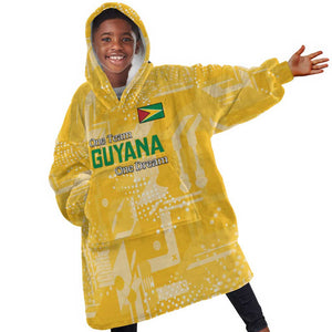 One Team One Game Guyana Football Custom Kid Wearable Blanket Hoodie Pride Of Guyana Green Version - African Pride