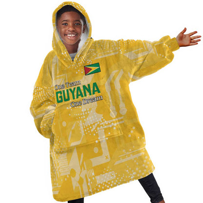 One Team One Game Guyana Football Custom Kid Wearable Blanket Hoodie Pride Of Guyana Green Version - African Pride