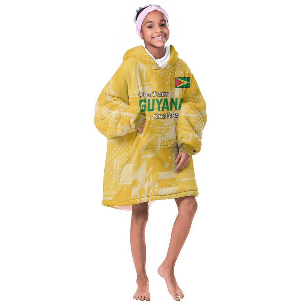 One Team One Game Guyana Football Custom Kid Wearable Blanket Hoodie Pride Of Guyana Green Version - African Pride
