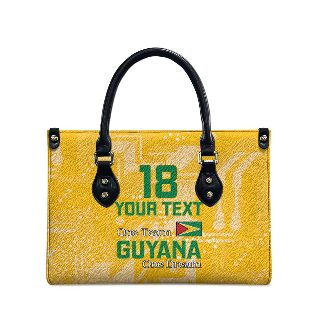 One Team One Game Guyana Football Custom Leather Bag Pride Of Guyana Yellow Version