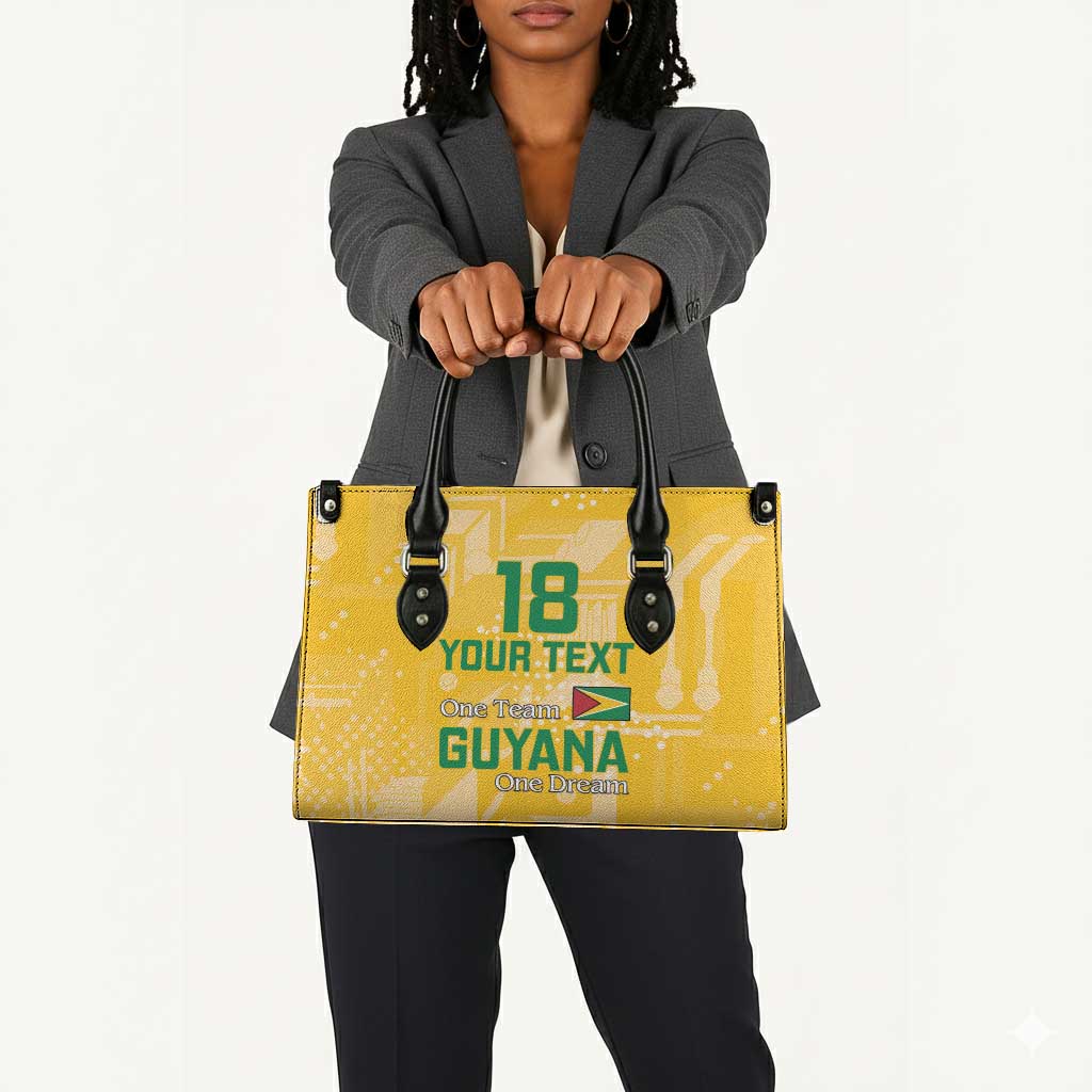 One Team One Game Guyana Football Custom Leather Bag Pride Of Guyana Yellow Version