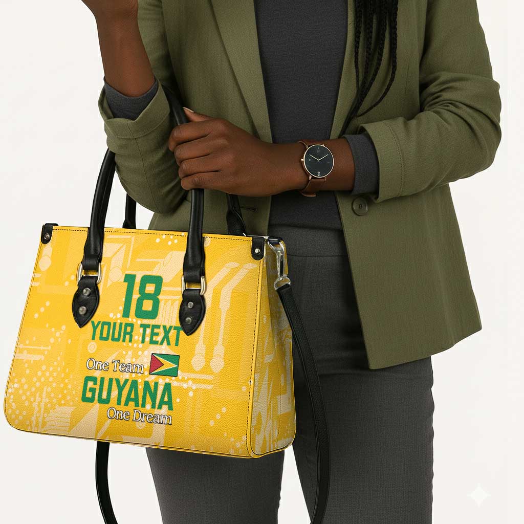 One Team One Game Guyana Football Custom Leather Bag Pride Of Guyana Yellow Version