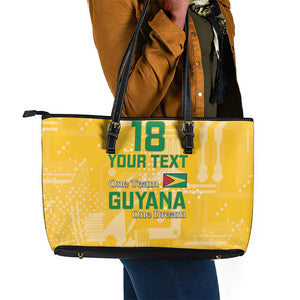 One Team One Game Guyana Football Custom Leather Tote Bag Pride Of Guyana Green Version - African Pride