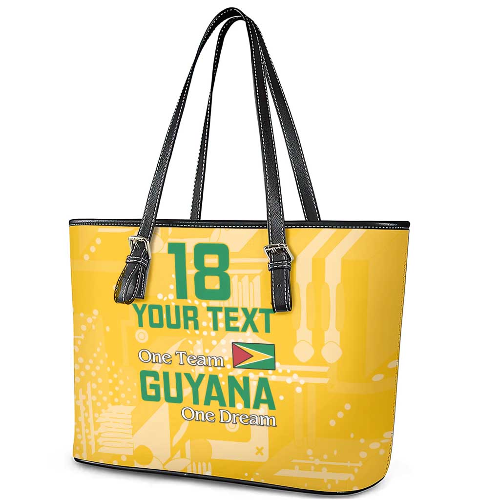 One Team One Game Guyana Football Custom Leather Tote Bag Pride Of Guyana Green Version - African Pride