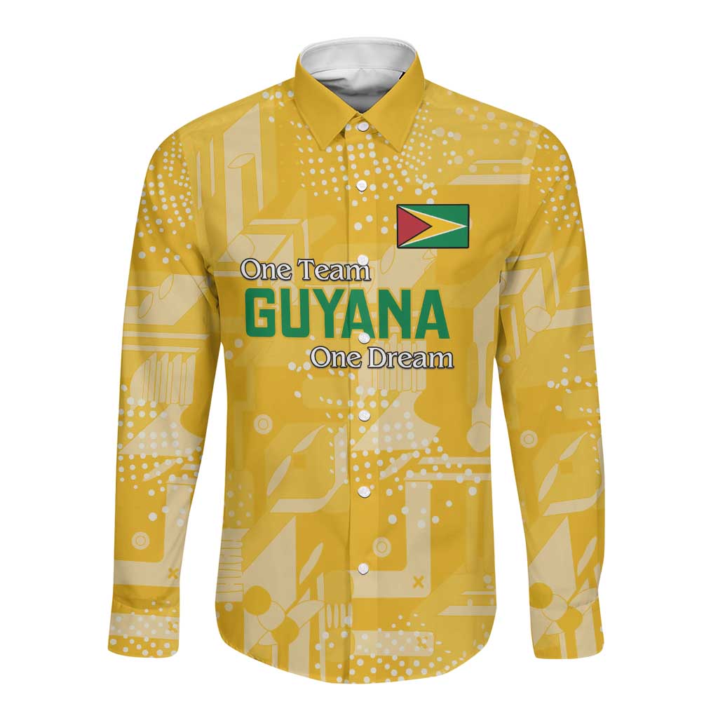 One Team One Game Guyana Football Custom Long Sleeve Button Shirt Pride Of Guyana Green Version - African Pride
