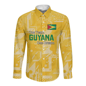 One Team One Game Guyana Football Custom Long Sleeve Button Shirt Pride Of Guyana Green Version - African Pride