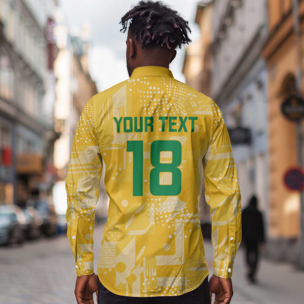 One Team One Game Guyana Football Custom Long Sleeve Button Shirt Pride Of Guyana Green Version - African Pride