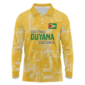 One Team One Game Guyana Football Custom Long Sleeve Polo Shirt Pride Of Guyana Green Version - African Pride