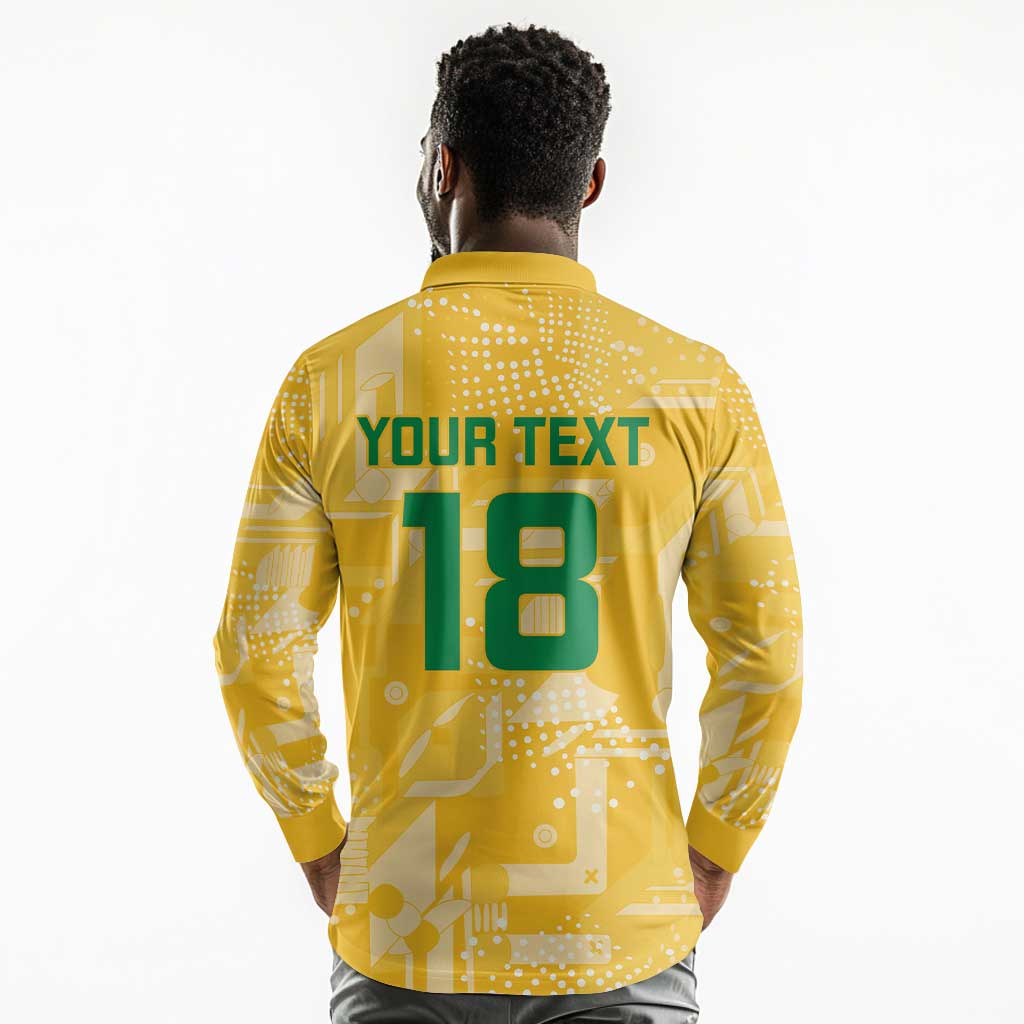 One Team One Game Guyana Football Custom Long Sleeve Polo Shirt Pride Of Guyana Green Version - African Pride