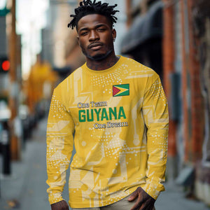 One Team One Game Guyana Football Custom Long Sleeve Shirt Pride Of Guyana Green Version - African Pride