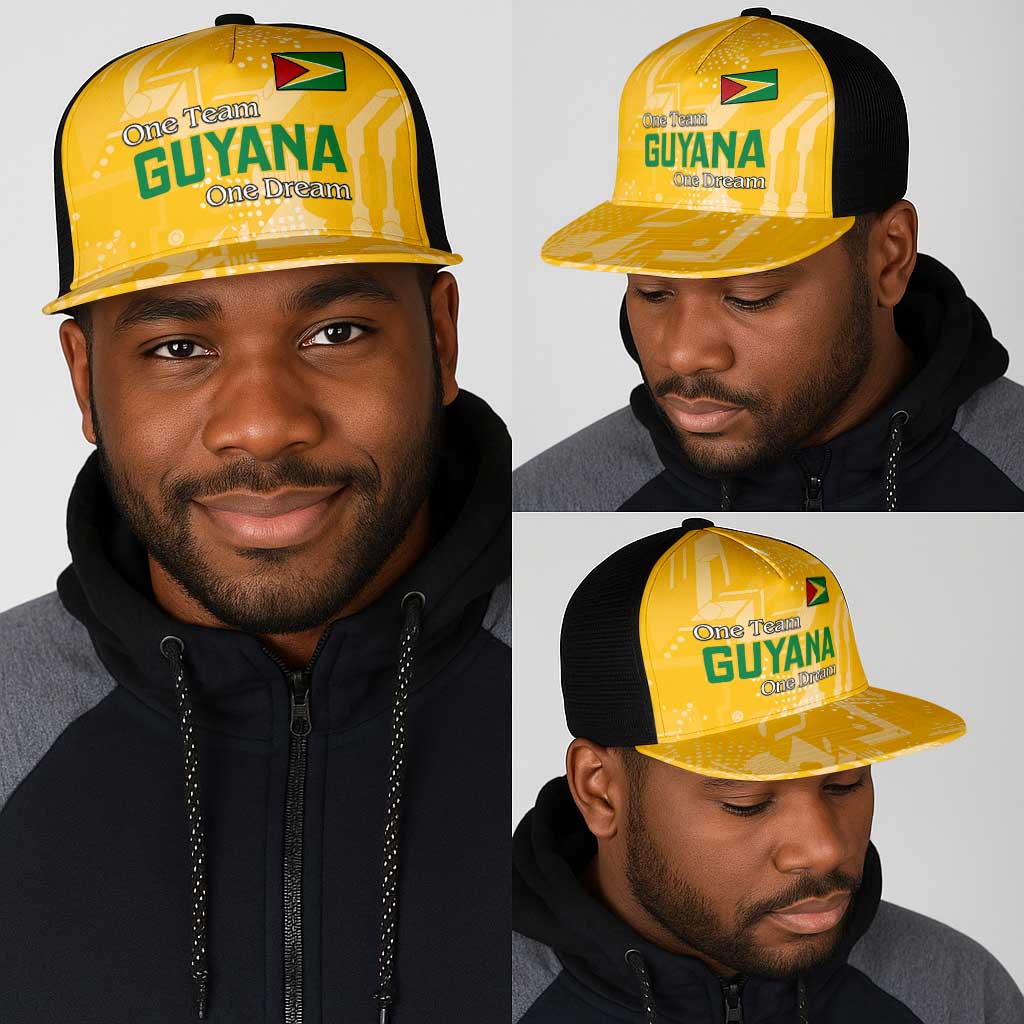 One Team One Game Guyana Mesh Trucker Cap Pride Of Guyana Green Version - African Pride