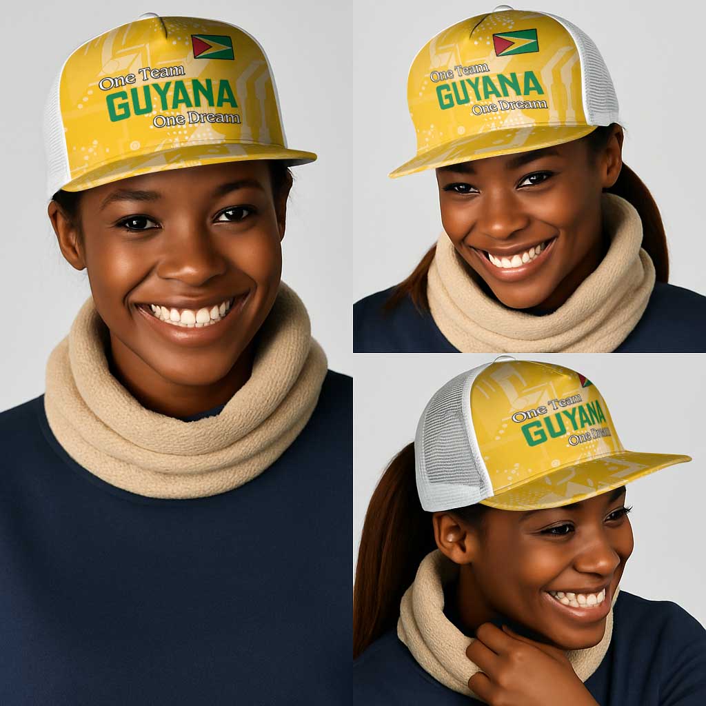 One Team One Game Guyana Mesh Trucker Cap Pride Of Guyana Green Version - African Pride