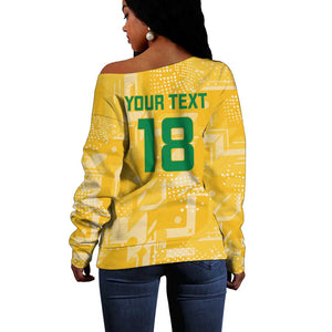 One Team One Game Guyana Football Custom Off Shoulder Sweater Pride Of Guyana Green Version - African Pride