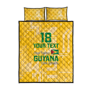 One Team One Game Guyana Football Custom Quilt Bed Set Pride Of Guyana Green Version - African Pride