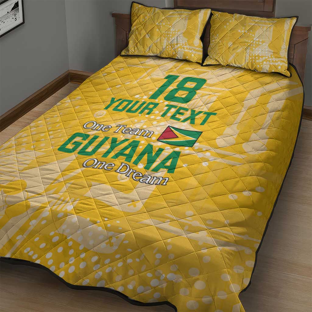 One Team One Game Guyana Football Custom Quilt Bed Set Pride Of Guyana Green Version - African Pride