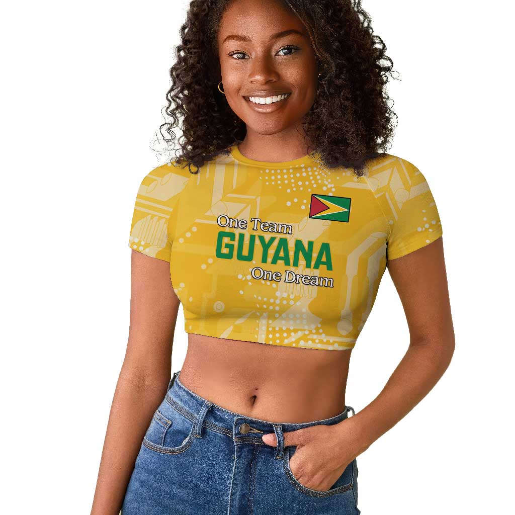 One Team One Game Guyana Football Custom Raglan Cropped T shirt Pride Of Guyana Green Version - African Pride