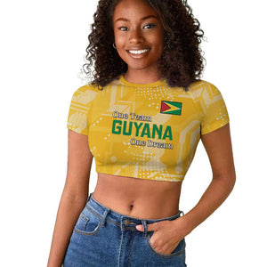 One Team One Game Guyana Football Custom Raglan Cropped T shirt Pride Of Guyana Green Version - African Pride