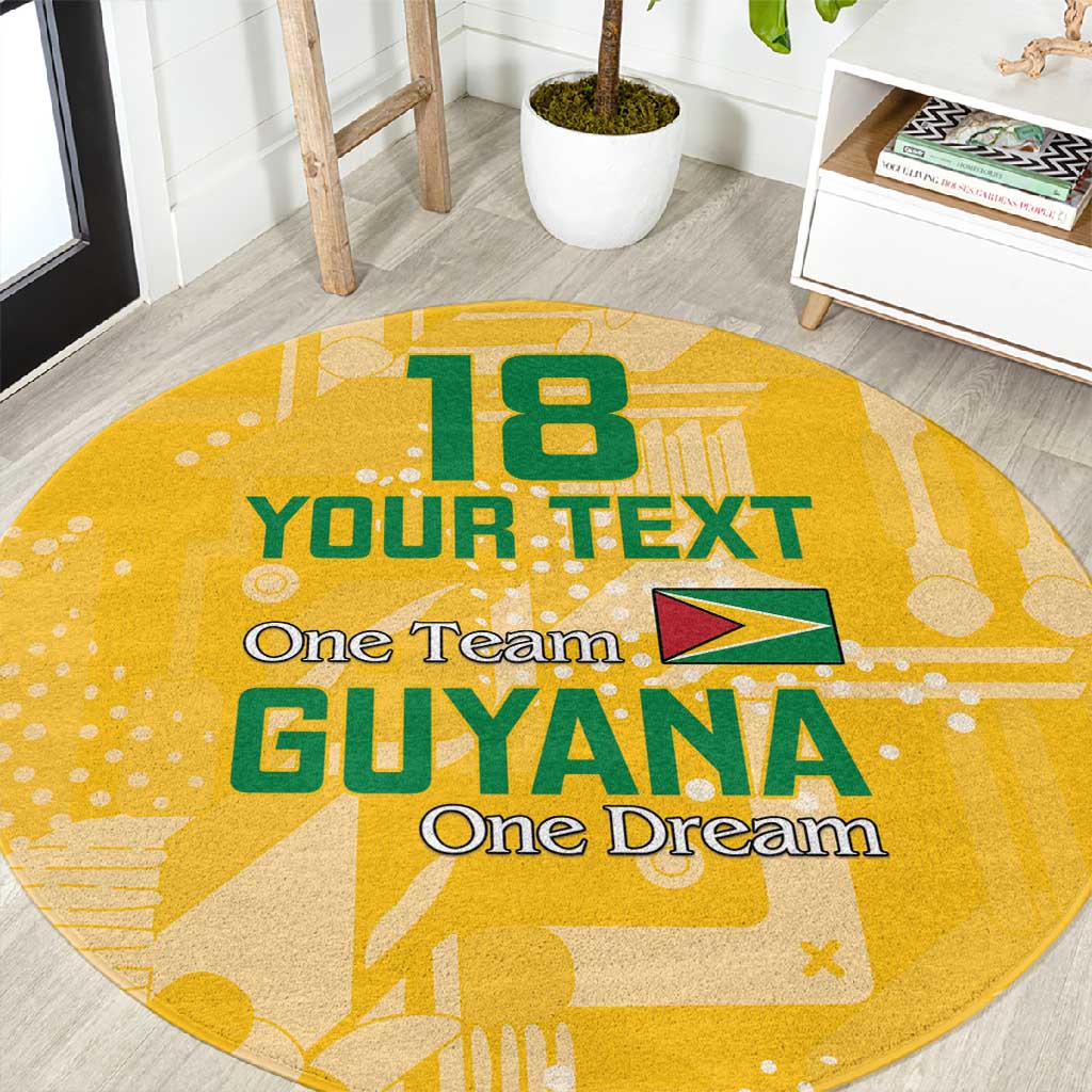 One Team One Game Guyana Football Custom Round Carpet Pride Of Guyana Green Version - African Pride