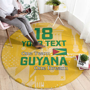 One Team One Game Guyana Football Custom Round Carpet Pride Of Guyana Green Version - African Pride