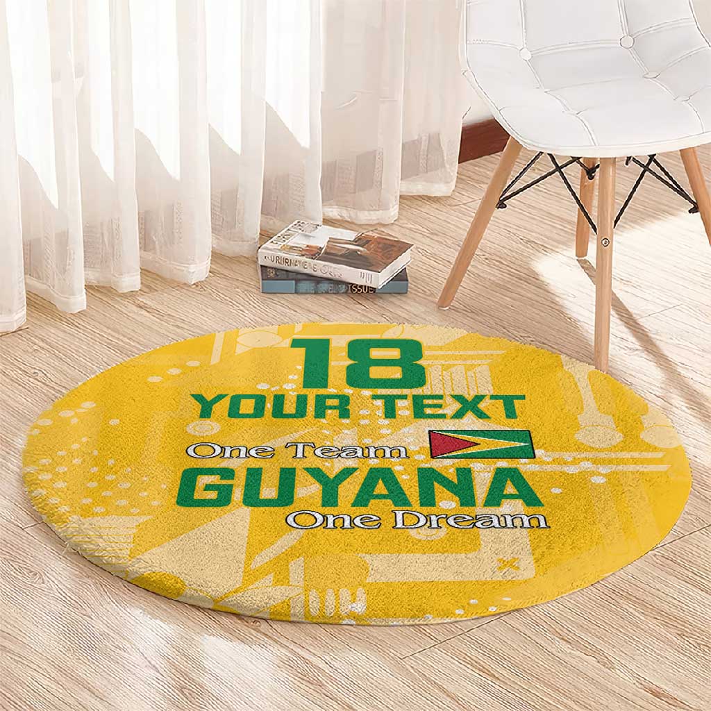 One Team One Game Guyana Football Custom Round Carpet Pride Of Guyana Green Version - African Pride