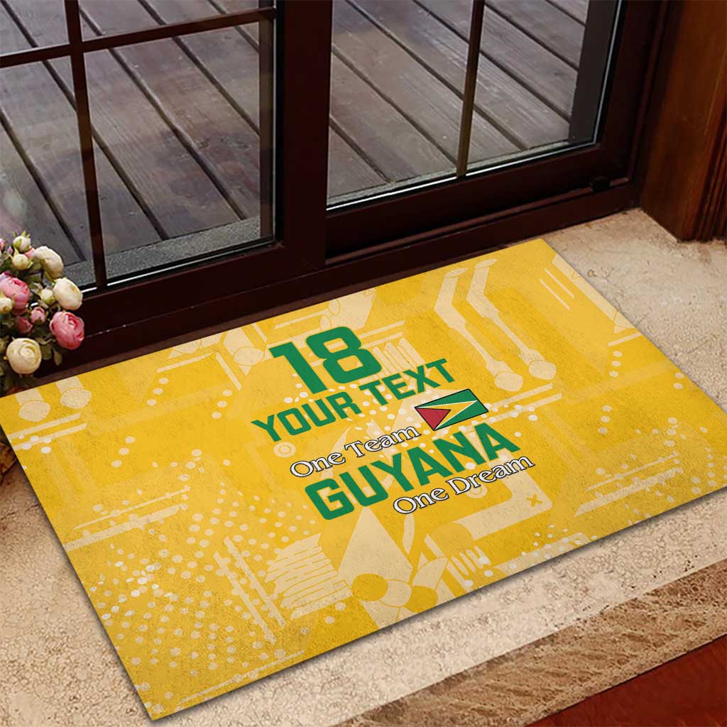 One Team One Game Guyana Football Custom Rubber Doormat Pride Of Guyana Green Version - African Pride