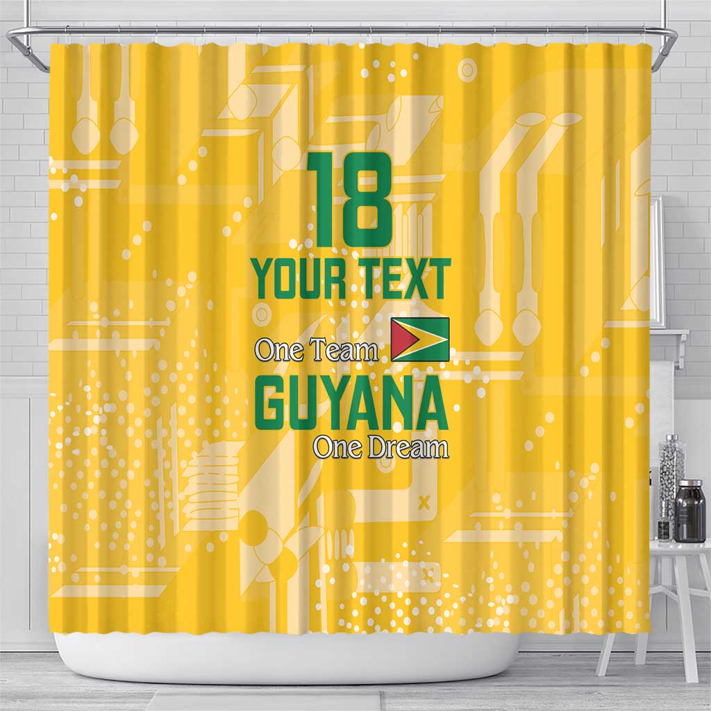 One Team One Game Guyana Football Custom Shower Curtain Pride Of Guyana Green Version - African Pride