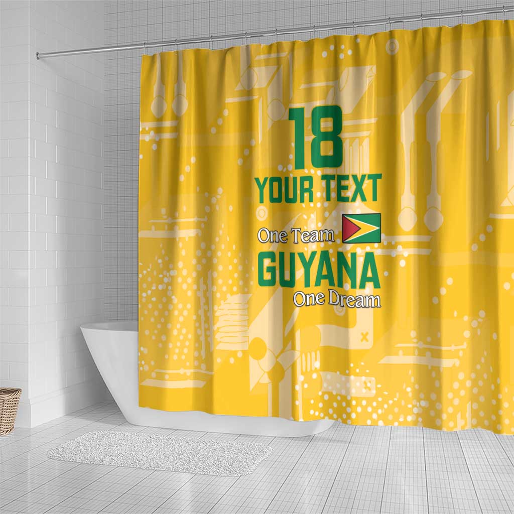 One Team One Game Guyana Football Custom Shower Curtain Pride Of Guyana Green Version - African Pride