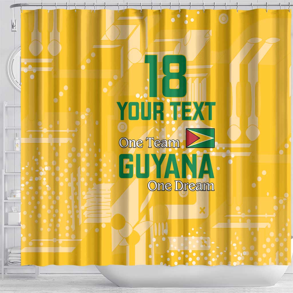 One Team One Game Guyana Football Custom Shower Curtain Pride Of Guyana Green Version - African Pride