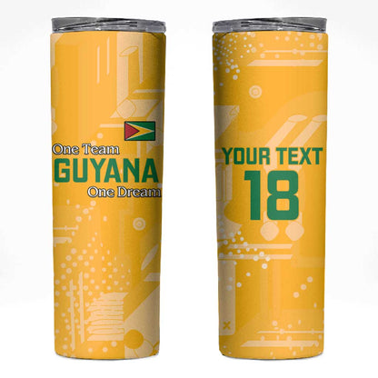 One Team One Game Guyana Football Custom Skinny Tumbler Pride Of Guyana Green Version - African Pride