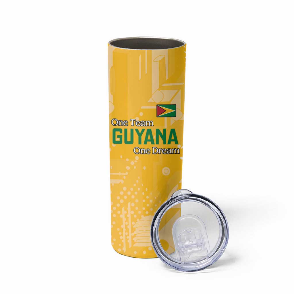 One Team One Game Guyana Football Custom Skinny Tumbler Pride Of Guyana Green Version - African Pride