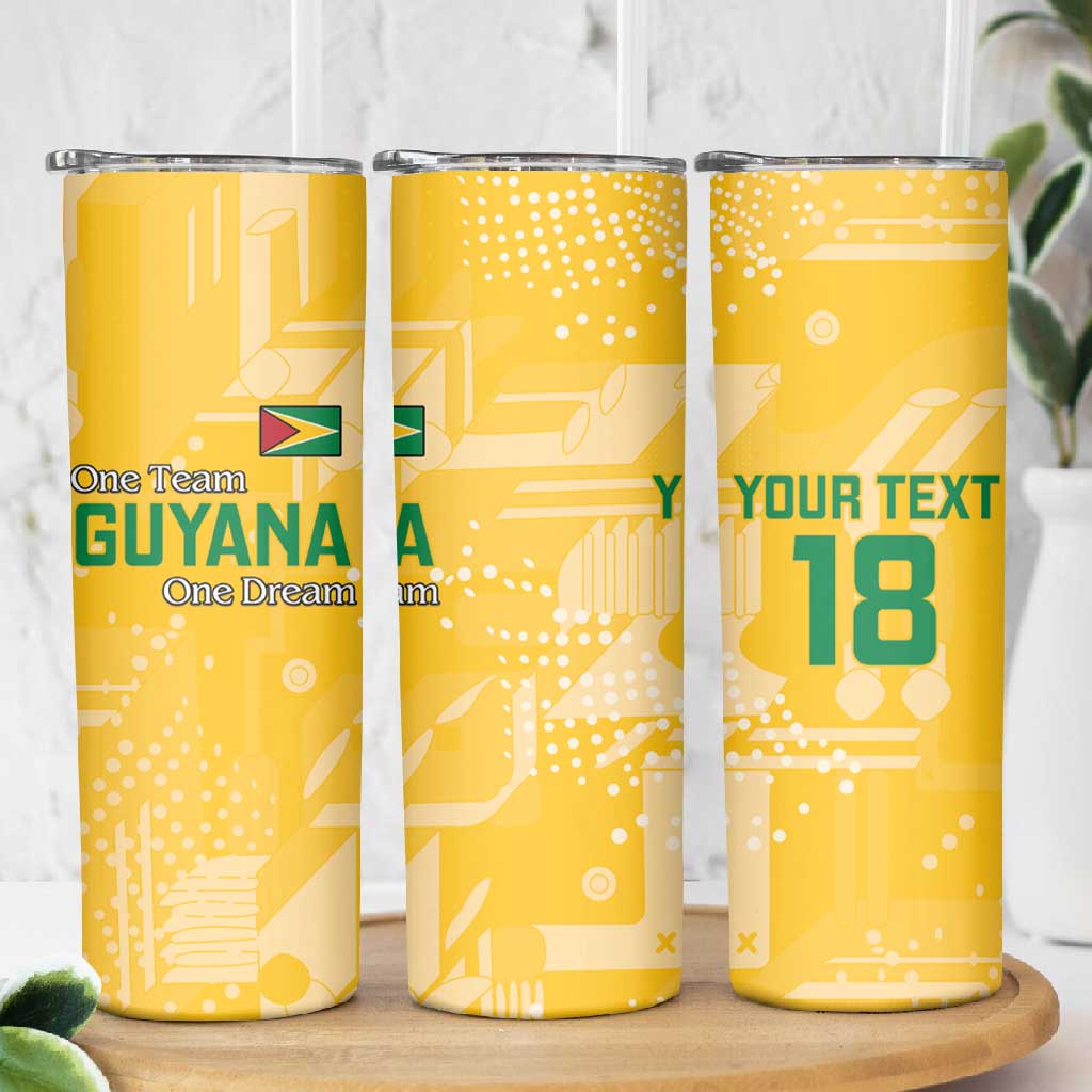 One Team One Game Guyana Football Custom Skinny Tumbler Pride Of Guyana Green Version - African Pride