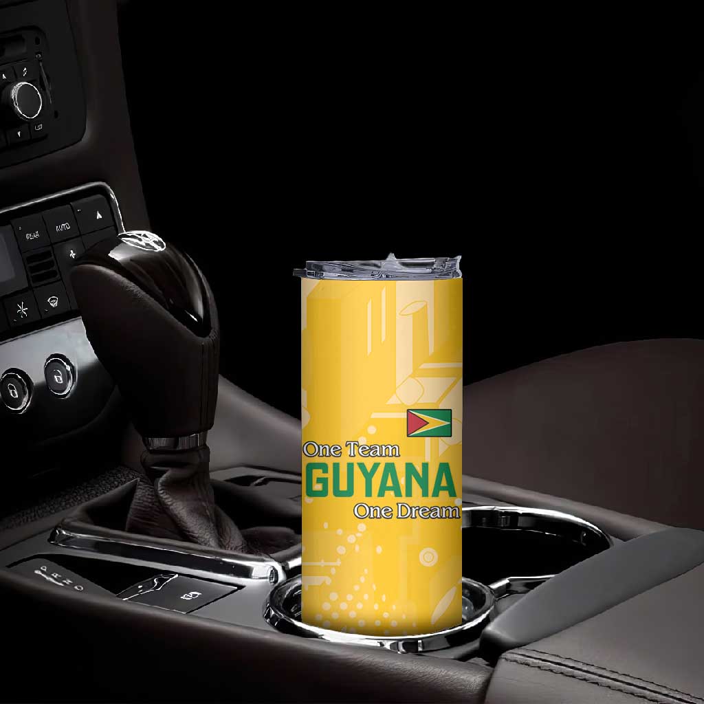 One Team One Game Guyana Football Custom Skinny Tumbler Pride Of Guyana Green Version - African Pride
